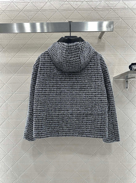 Hooded silver wire woolen jacket