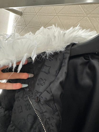 Detachable fur collar jacquard down jacket