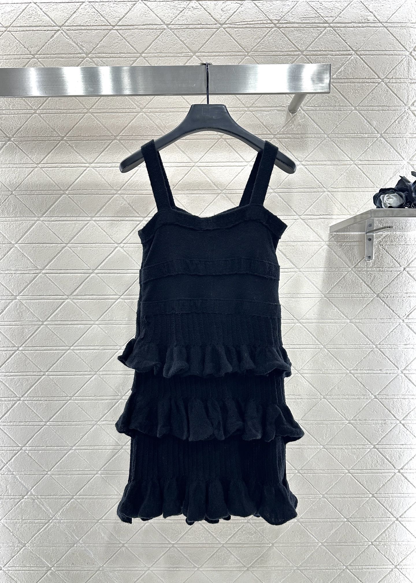 Layered cake bow knitted camisole skirt