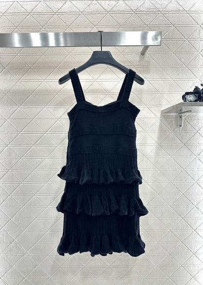 Layered cake bow knitted camisole skirt
