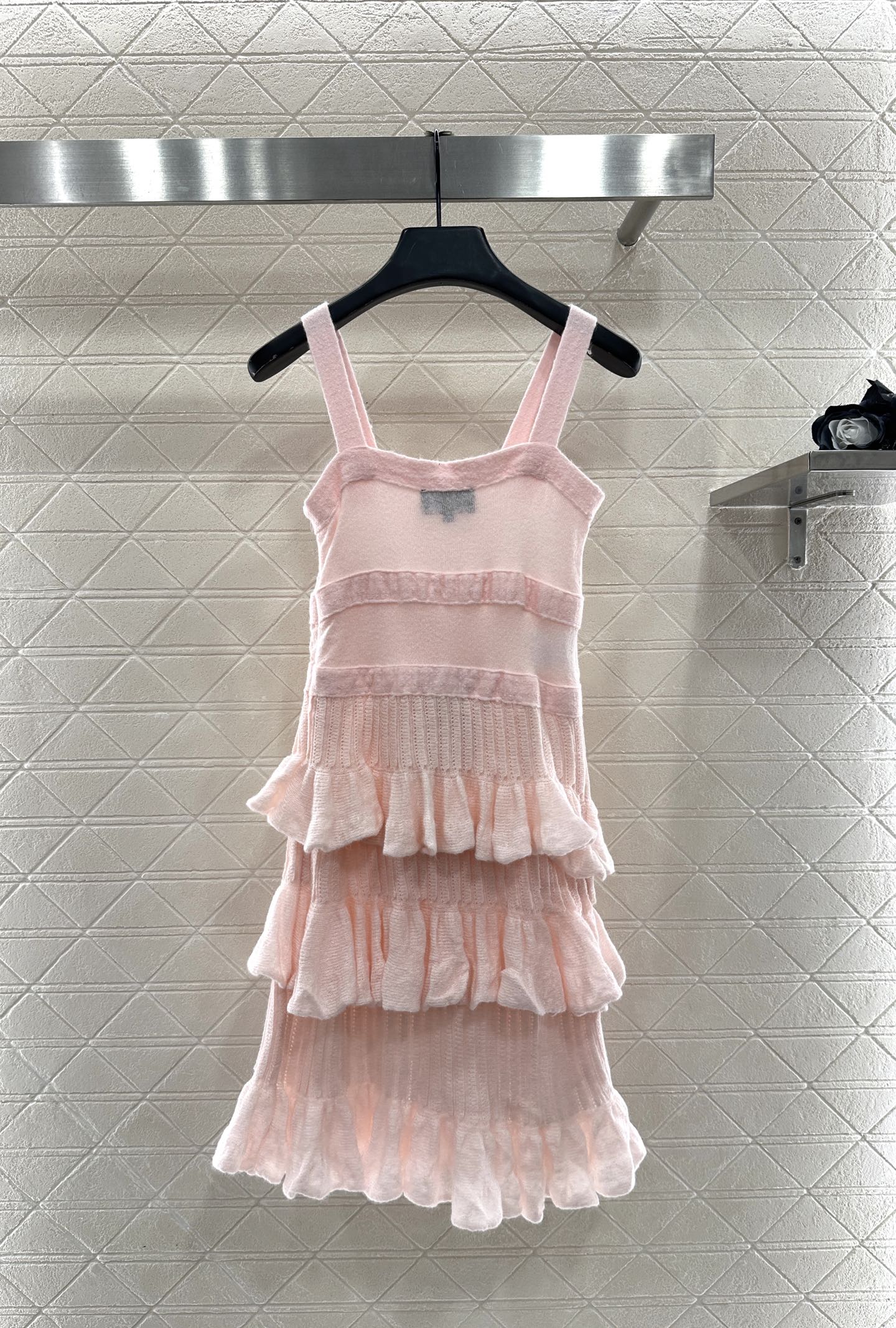 Layered cake bow knitted camisole skirt