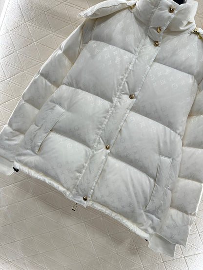 Detachable hooded jacquard down jacket