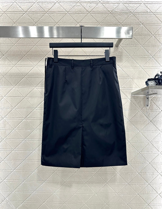 High waisted straight tube nylon skirt