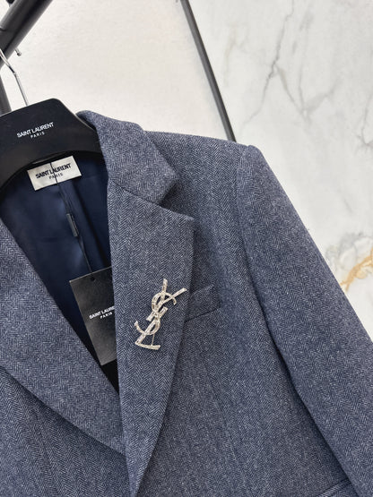 Brooch decoration wool suit jacket