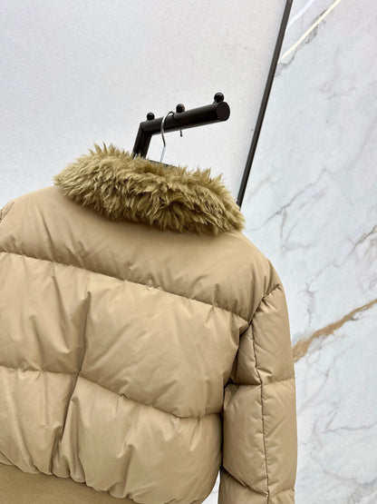 Wool collar short down jacket