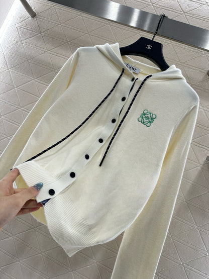 Hooded knitted cardigan