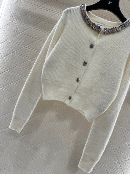 Nail bead knitted cardigan