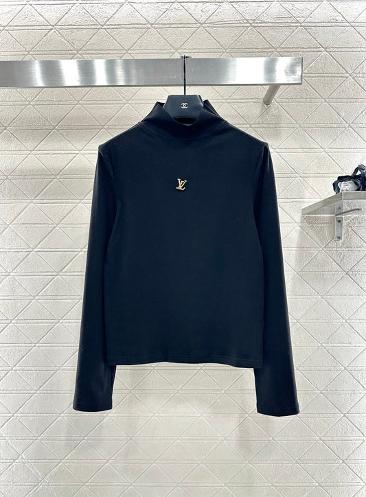 Slim fit letter logo high neck base shirt