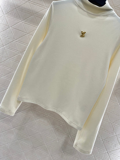 Slim fit letter logo high neck base shirt