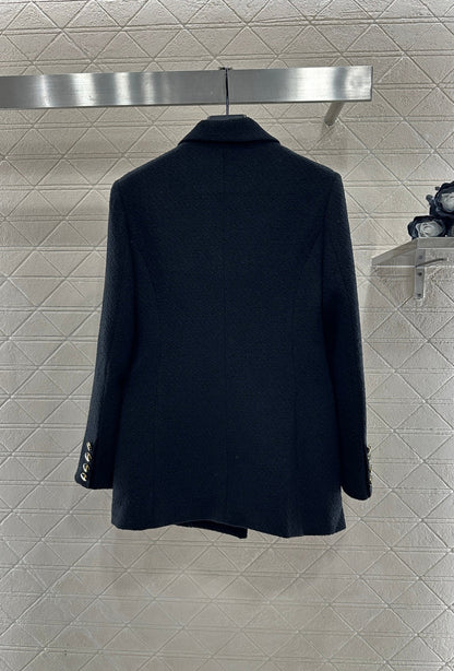 Inlaid gold badge shoulder pad suit jacket