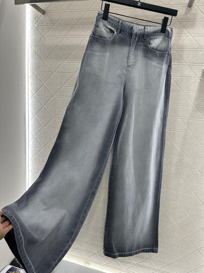 Polish white dyed denim pants