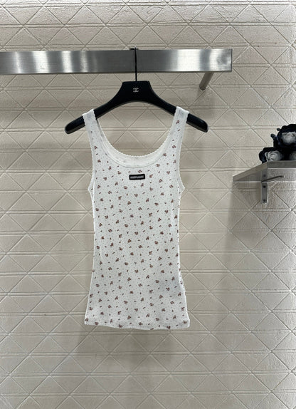 Slim fit U-neck floral vest