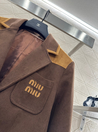 Corduroy contrasting coat