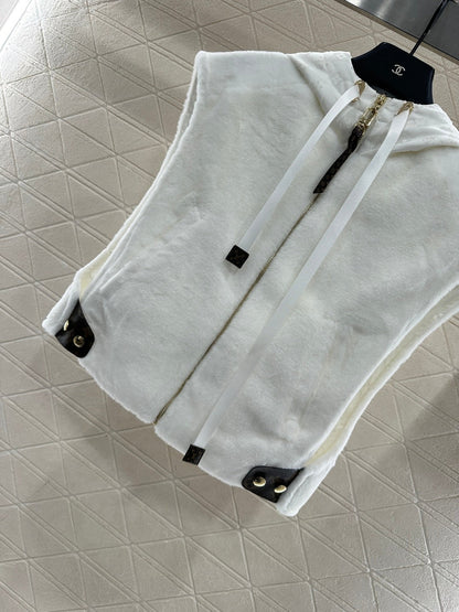 Hooded plush camisole vest