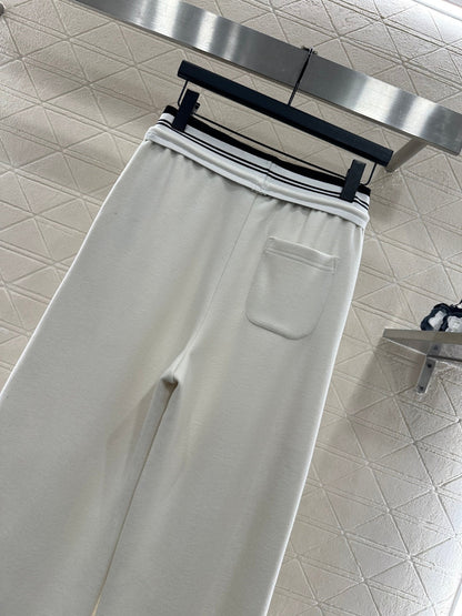 High waisted woven belt drawstring wide leg pants