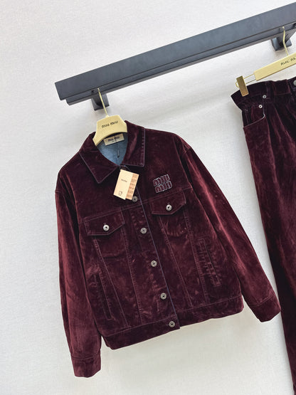 Velvet off shoulder jacket