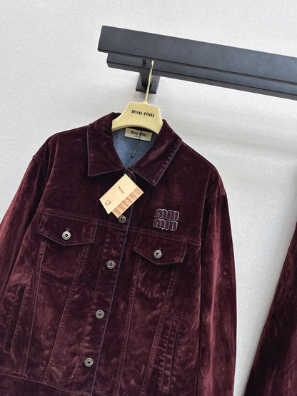 Velvet off shoulder jacket
