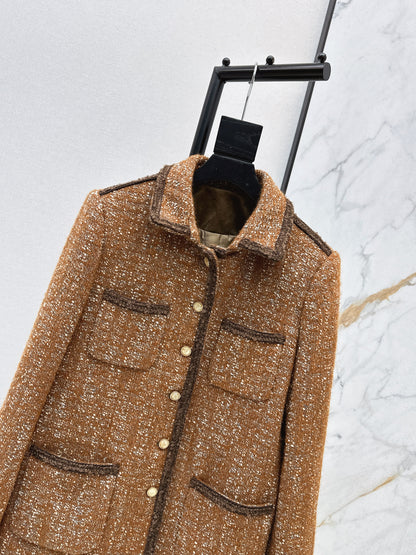 Woven woolen woolen woolen coat