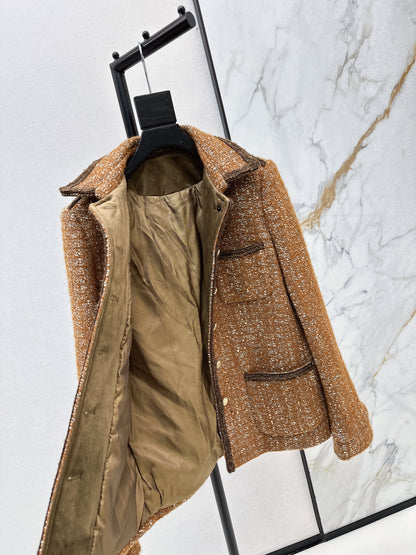 Woven woolen woolen woolen coat
