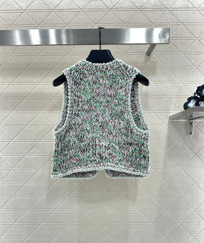 Handmade edge tied knitted vest