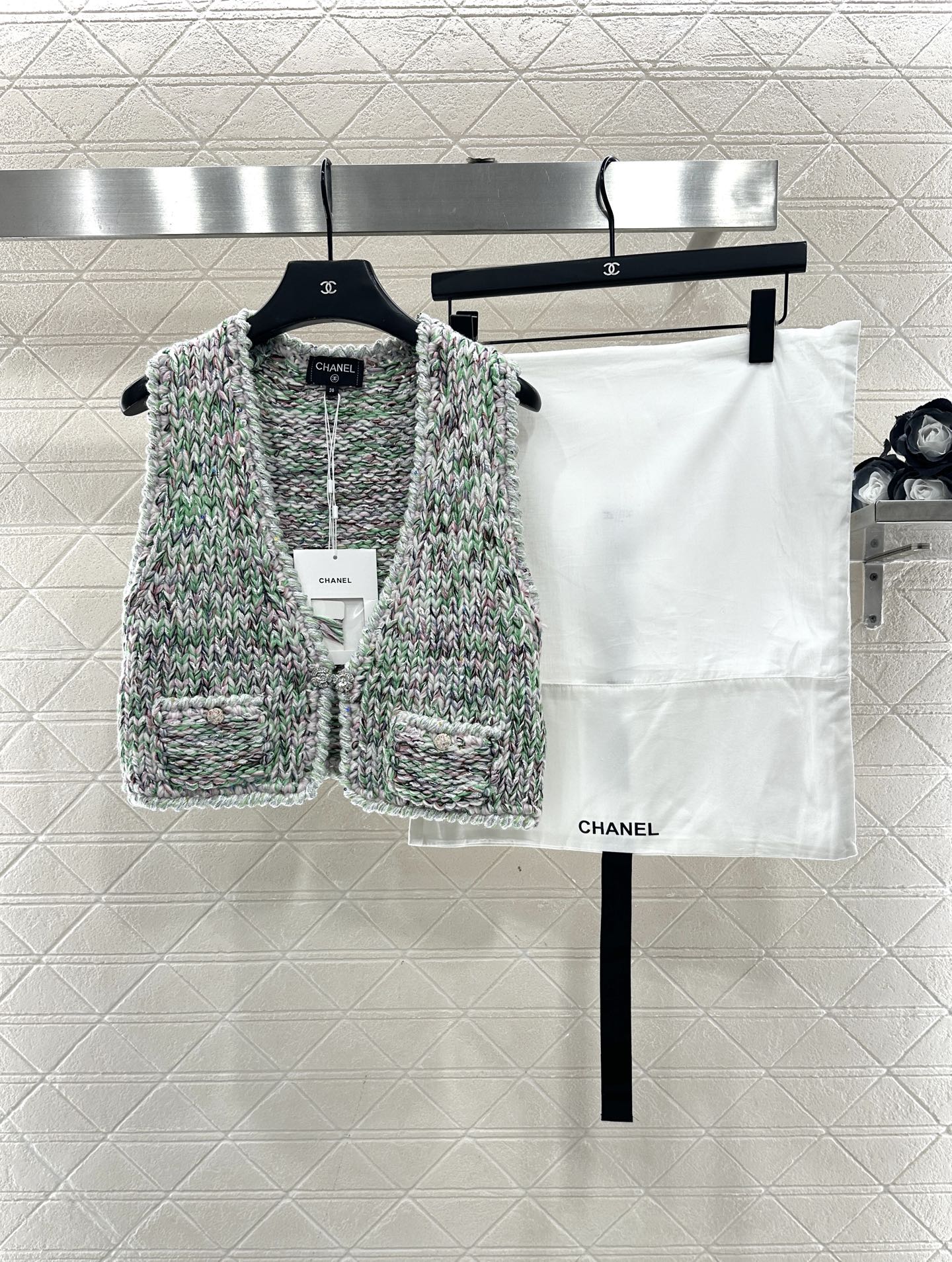 Handmade edge tied knitted vest