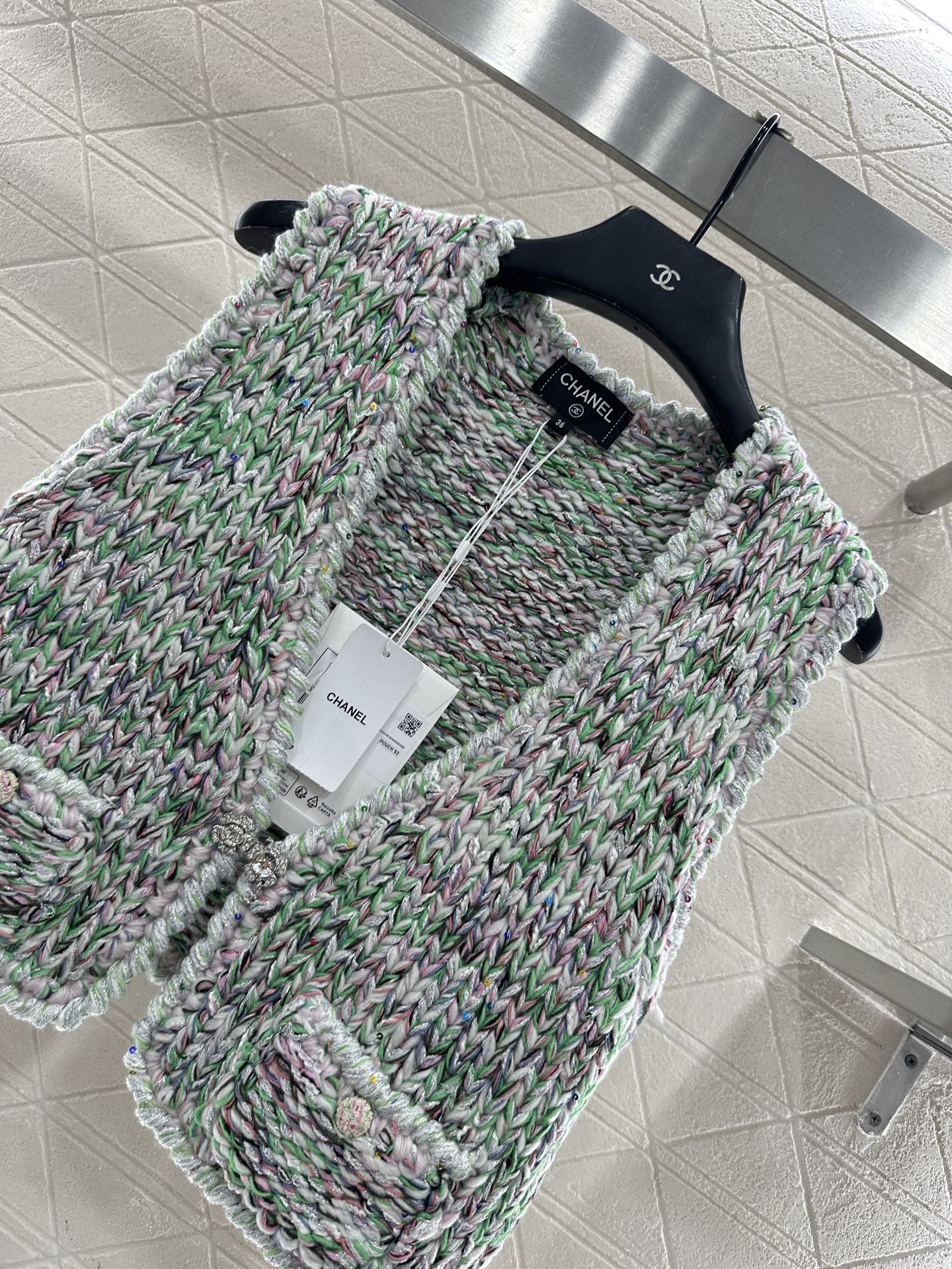 Handmade edge tied knitted vest