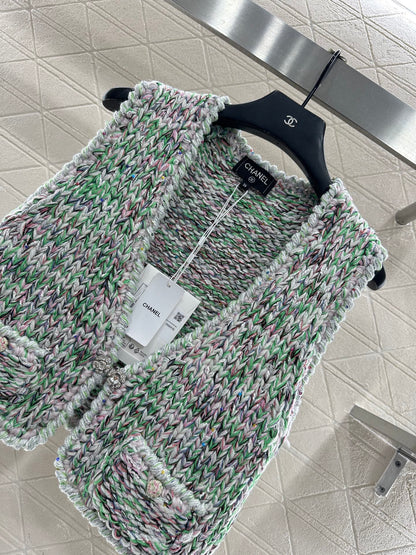 Handmade edge tied knitted vest