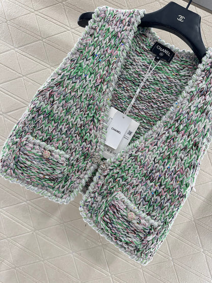 Handmade edge tied knitted vest
