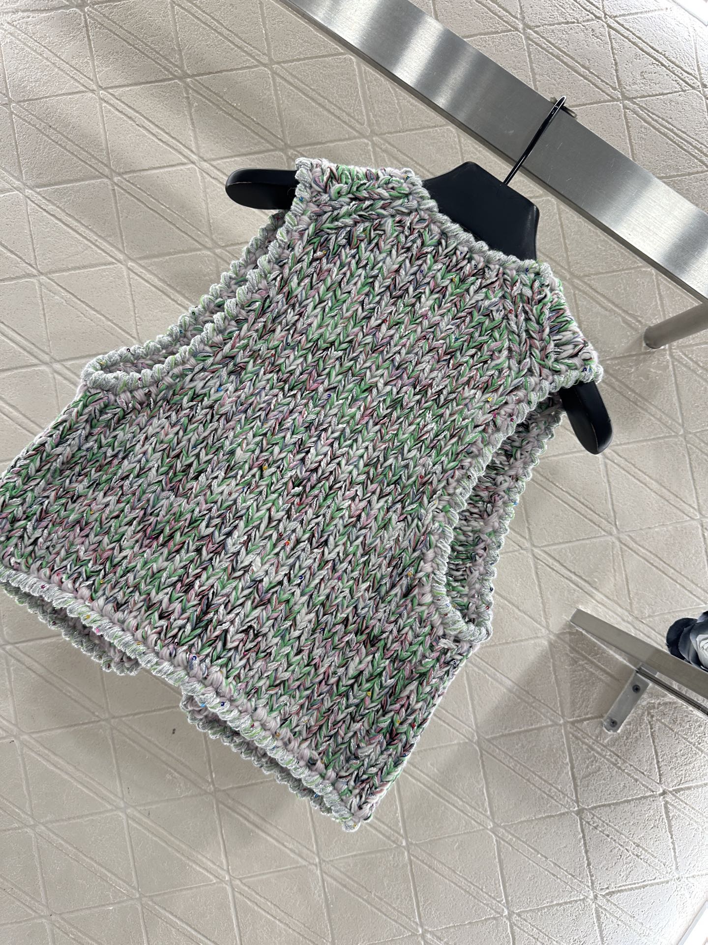 Handmade edge tied knitted vest