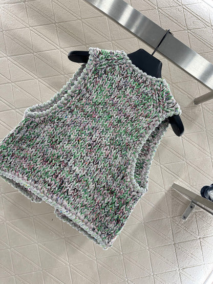 Handmade edge tied knitted vest