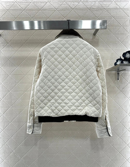 Corduroy collar diamond patterned cotton jacket