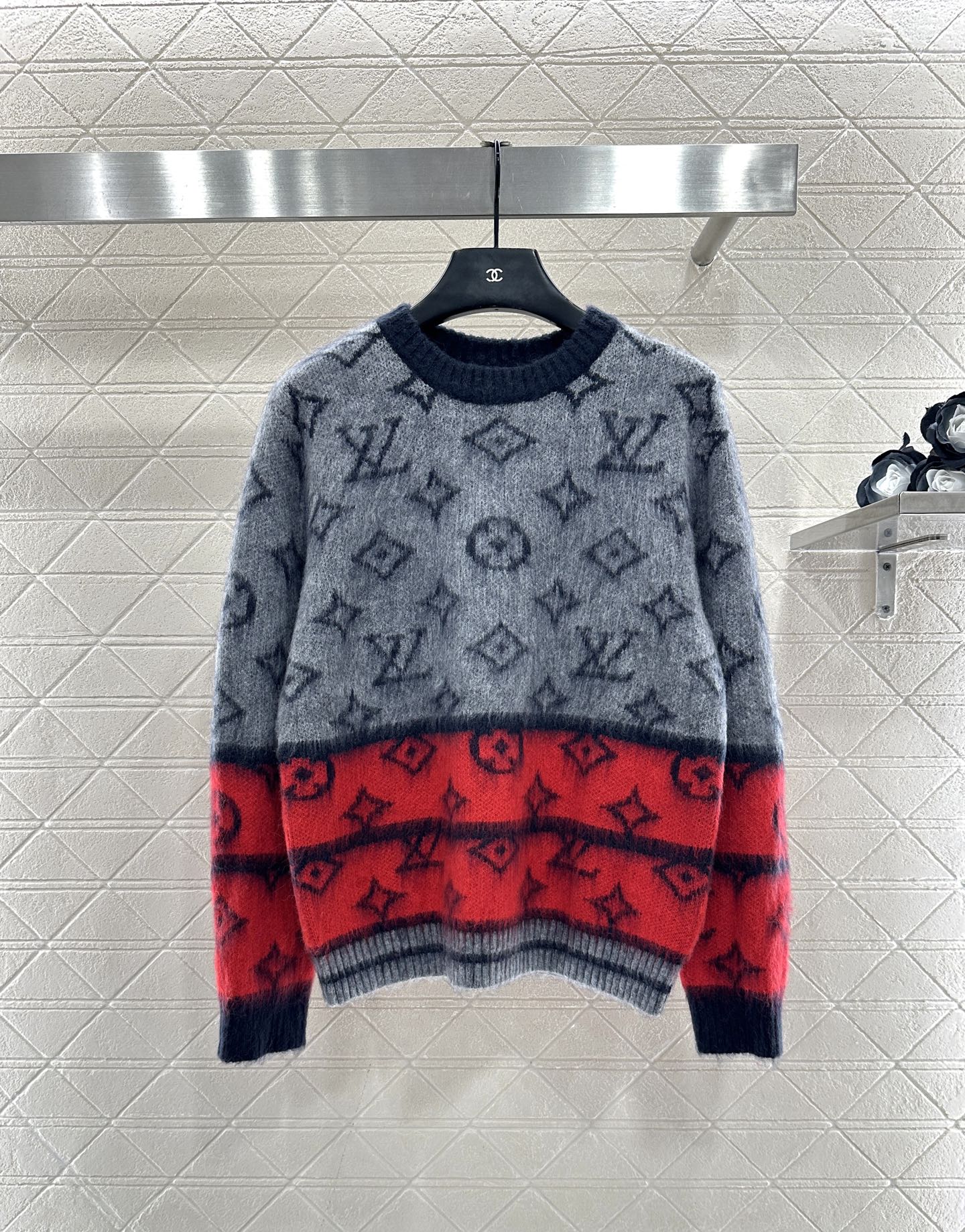 Jacquard contrasting wool pullover sweater