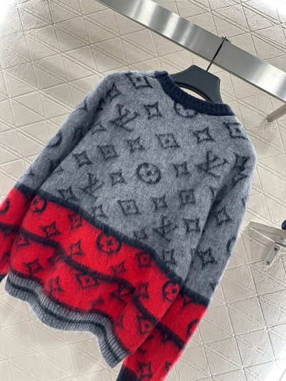Jacquard contrasting wool pullover sweater