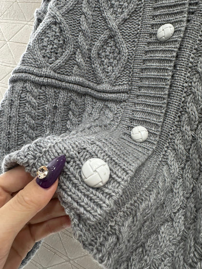 Collar Embroidered Knitted Coat
