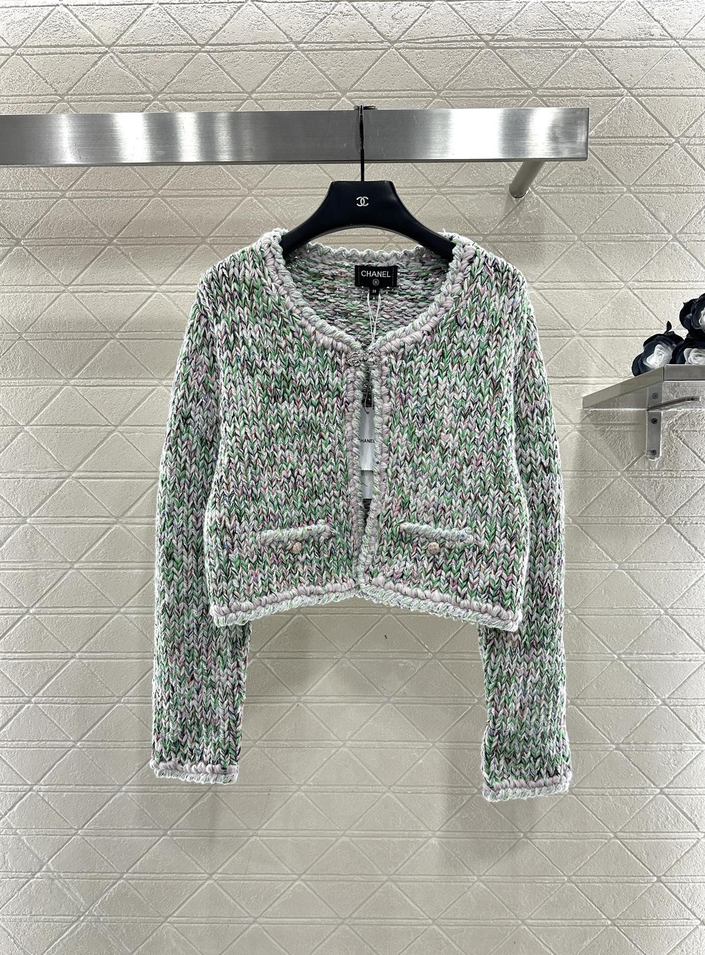 Handmade edge tied knitted cardigan