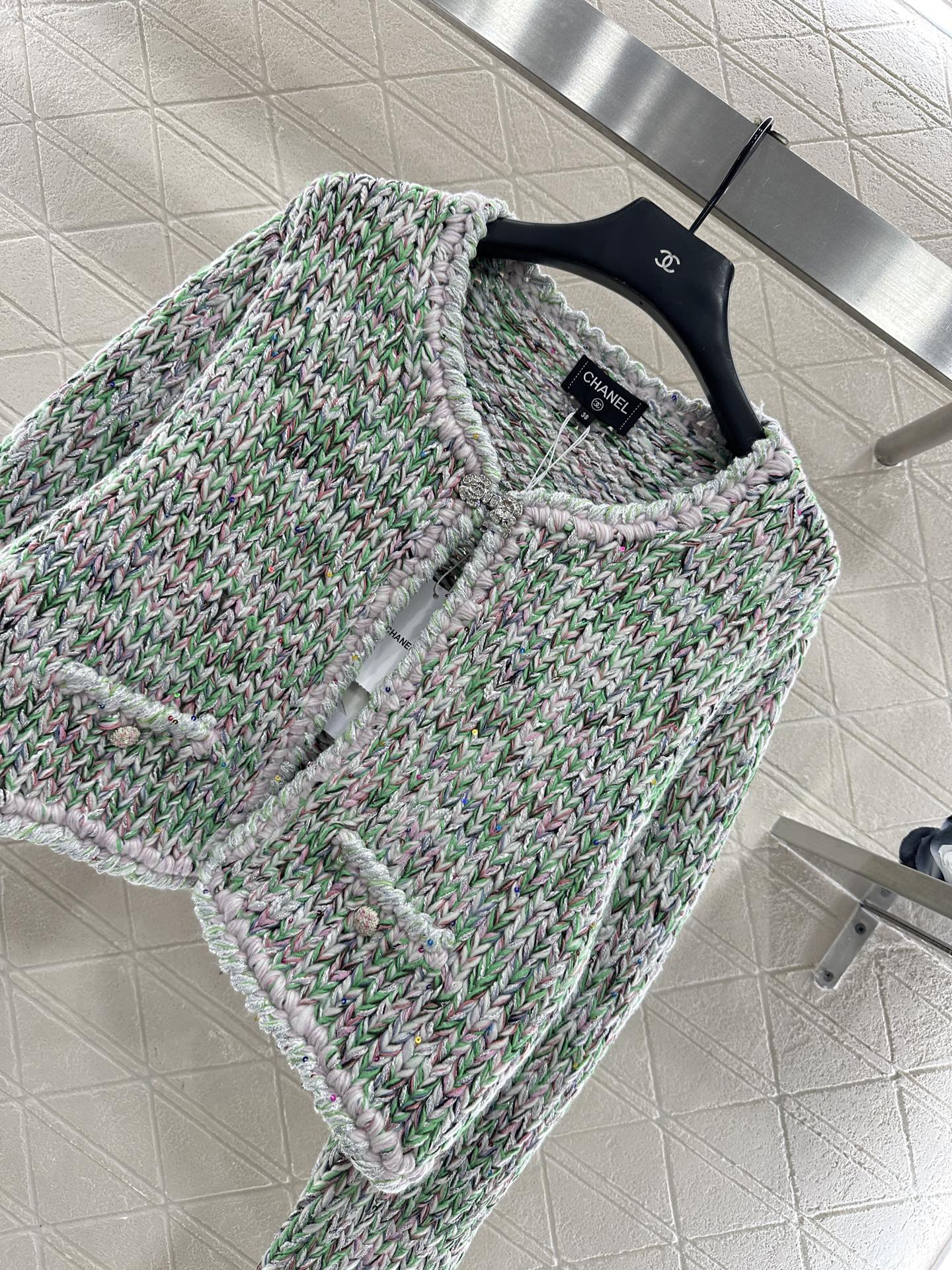 Handmade edge tied knitted cardigan