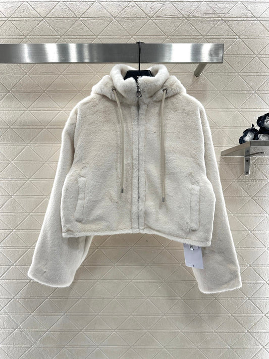 Hooded mink coat