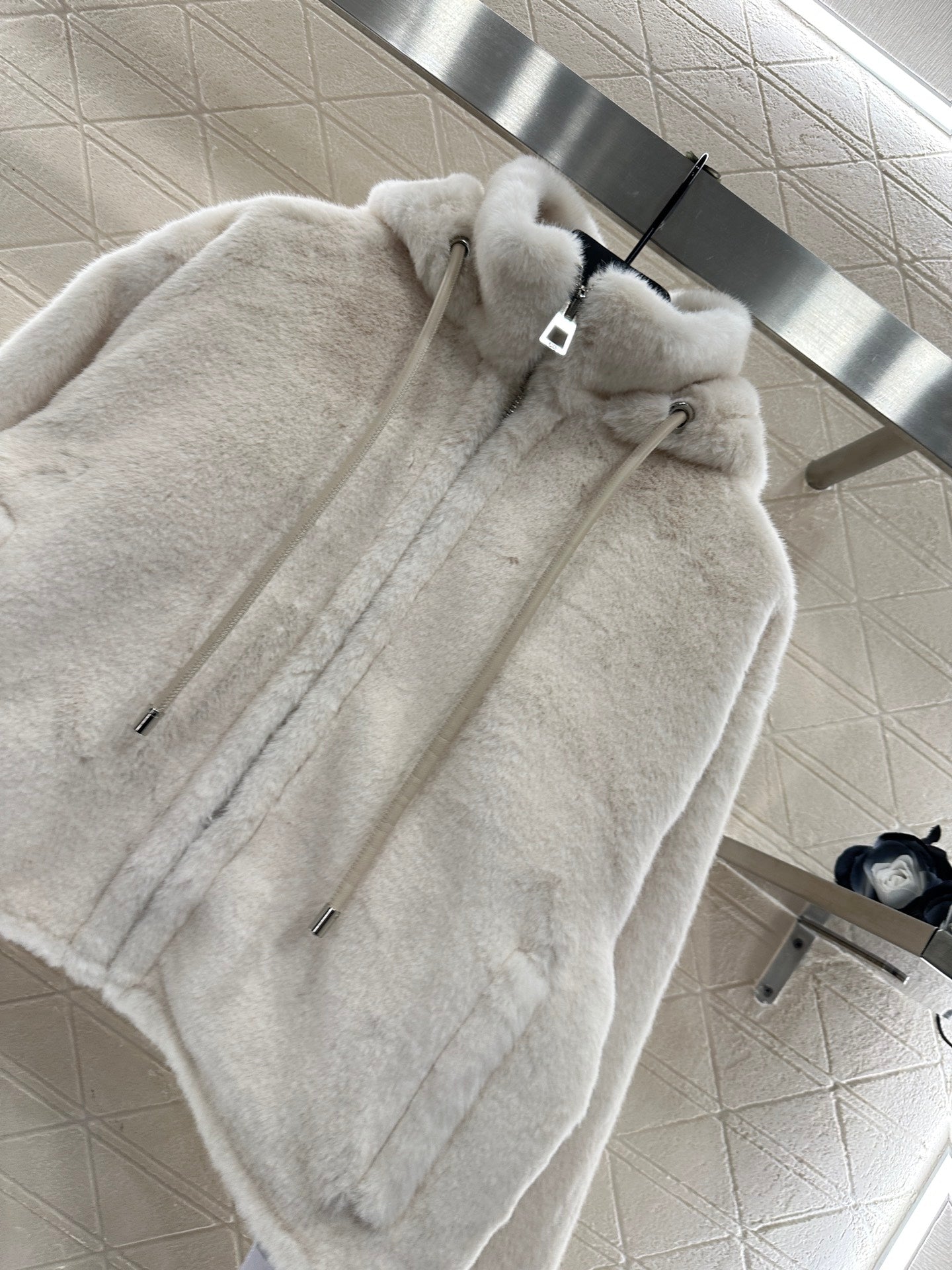 Hooded mink coat