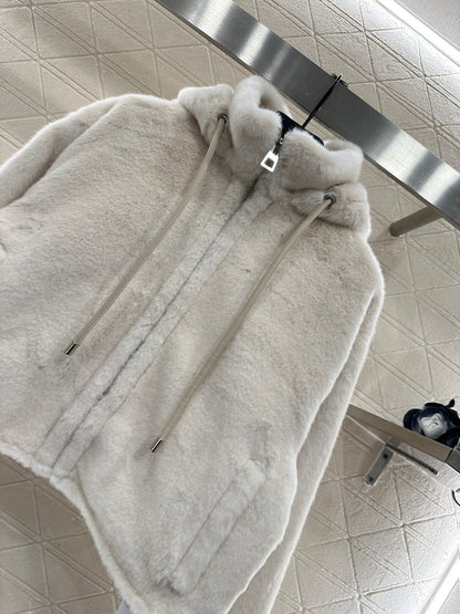 Hooded mink coat