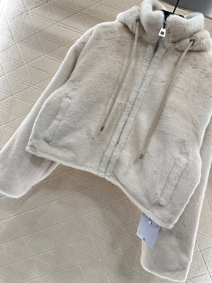 Hooded mink coat