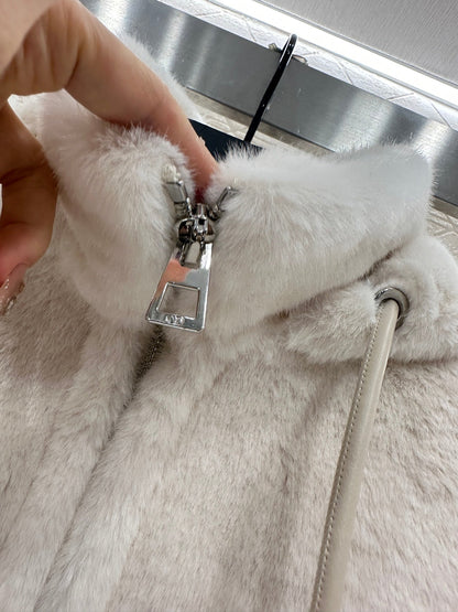 Hooded mink coat