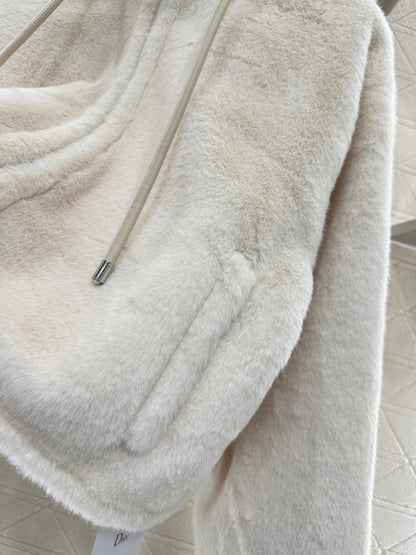 Hooded mink coat