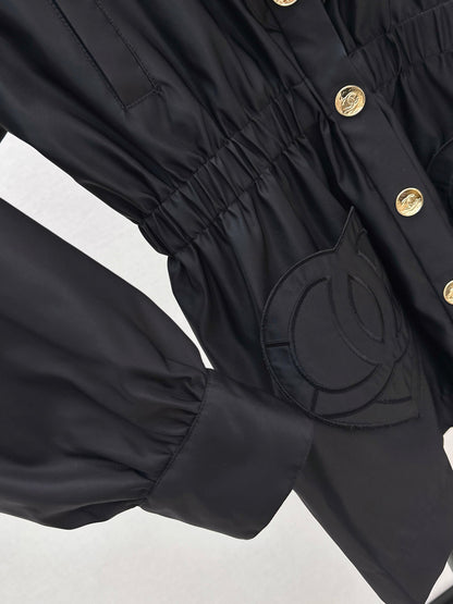 Lotus leaf lace hooded nylon jacket