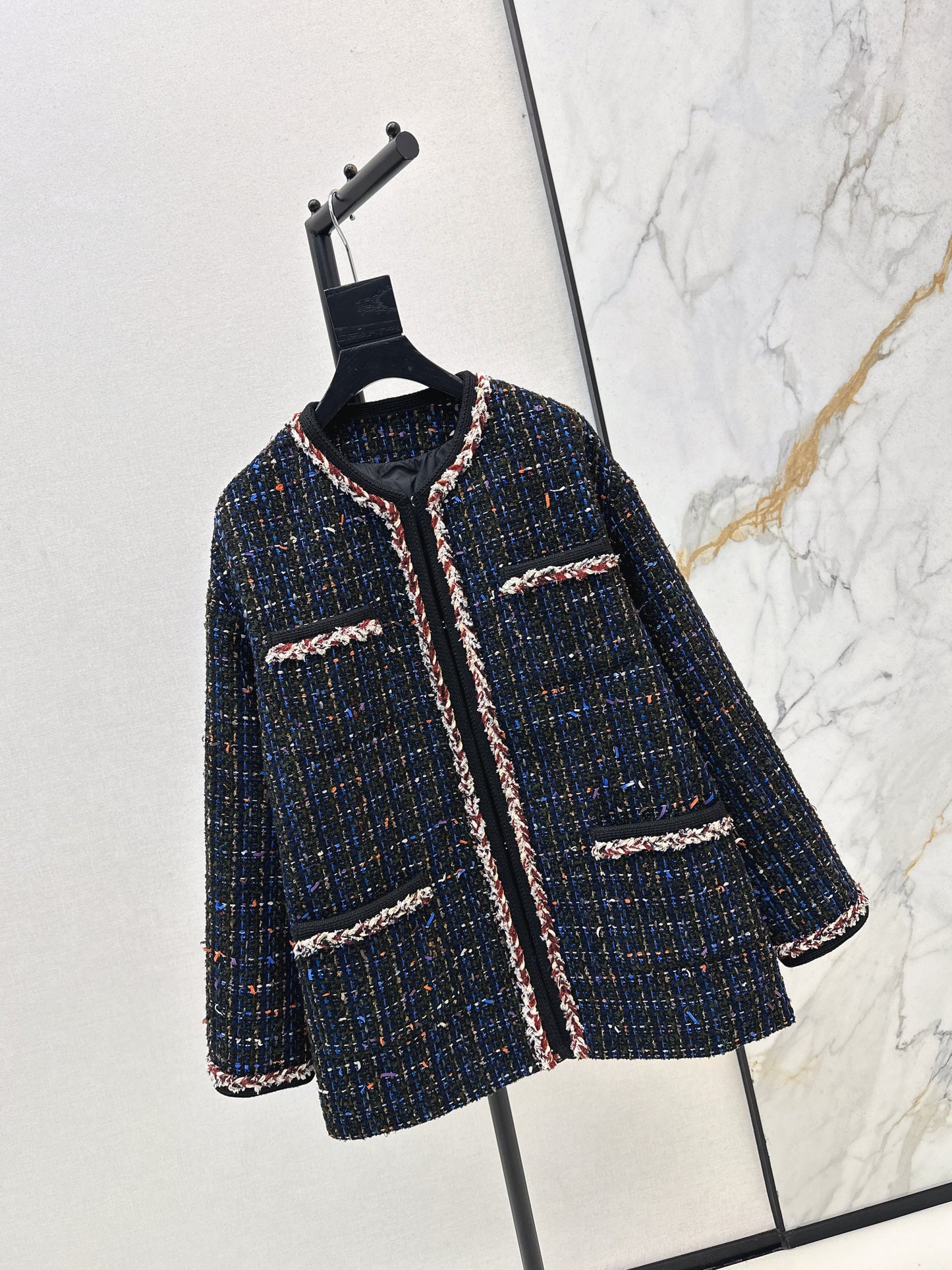 Thousand bird grid woolen woolen white goose down coat