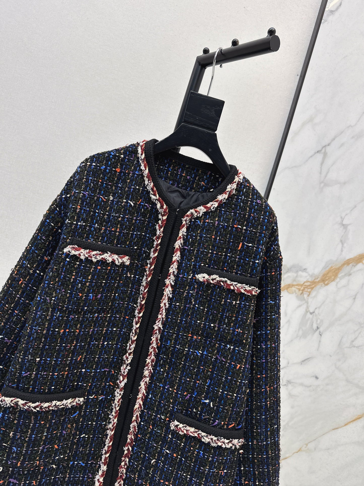 Thousand bird grid woolen woolen white goose down coat