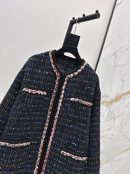 Thousand bird grid woolen woolen white goose down coat