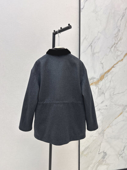 Mink spliced stand up collar down jacket