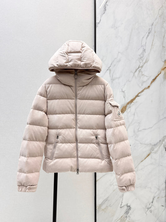 Woolen hooded down jacket