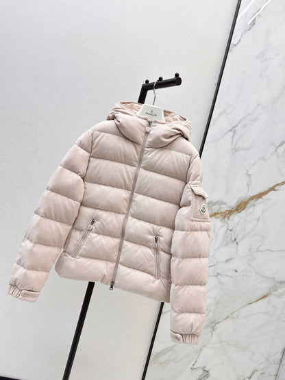 Woolen hooded down jacket