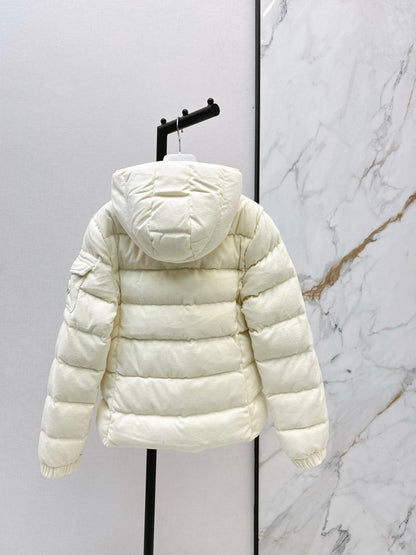 Woolen hooded down jacket